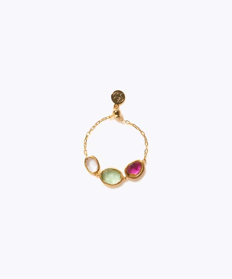 [eden] 【7th Anniversary Limited】One of a kind K10 multi tourmaline chain ring