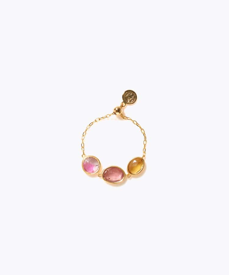 [eden] 【7th Anniversary Limited】One of a kind K10 multi tourmaline chain ring