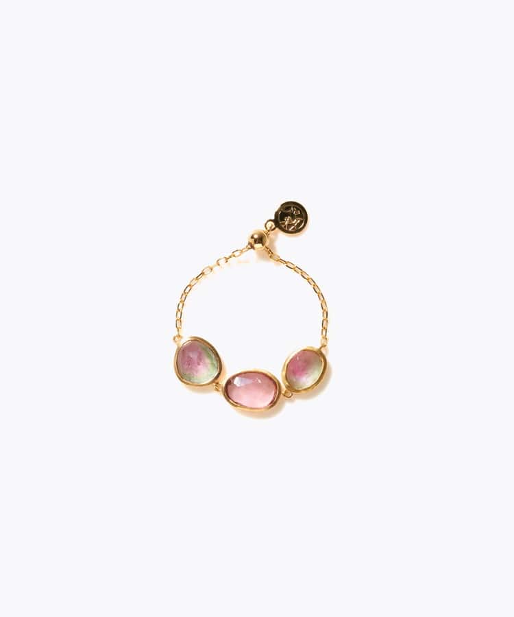 [eden] 【7th Anniversary Limited】One of a kind K10 multi tourmaline chain ring