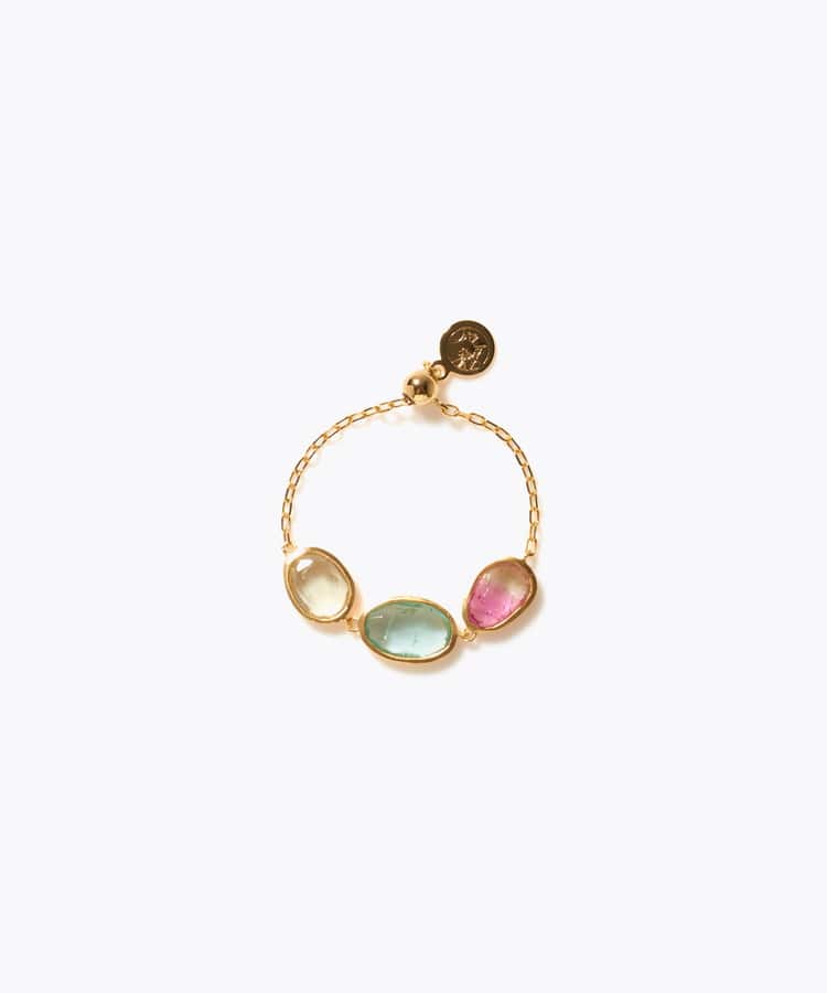 [eden] 【7th Anniversary Limited】One of a kind K10 multi tourmaline chain ring