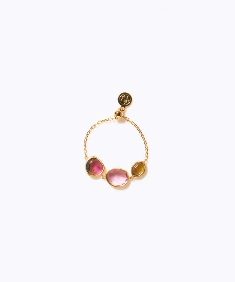 [eden] 【7th Anniversary Limited】One of a kind K10 multi tourmaline chain ring
