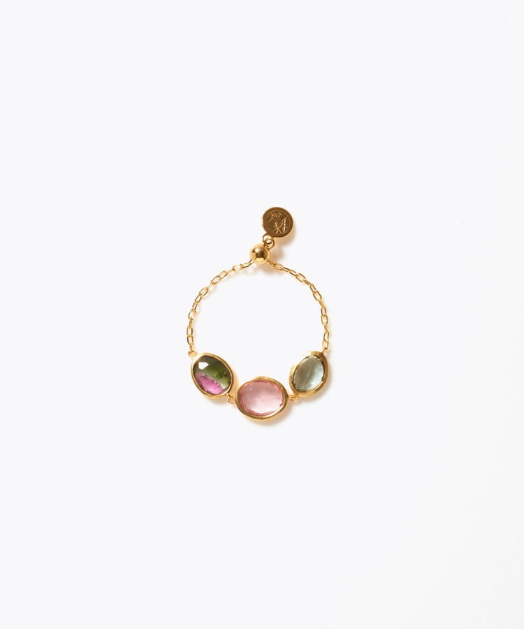 [eden] 【7th Anniversary Limited】One of a kind K10 multi tourmaline chain ring