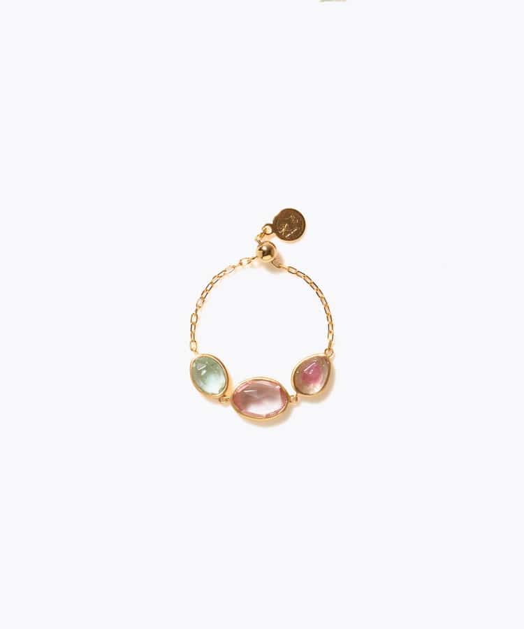[eden] 【7th Anniversary Limited】One of a kind K10 multi tourmaline chain ring