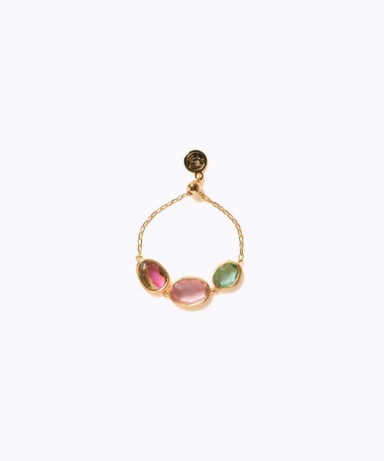 [eden] 【7th Anniversary Limited】One of a kind K10 multi tourmaline chain ring