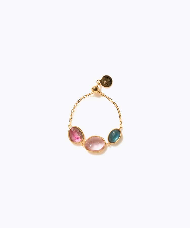 [eden] 【7th Anniversary Limited】One of a kind K10 multi tourmaline chain ring