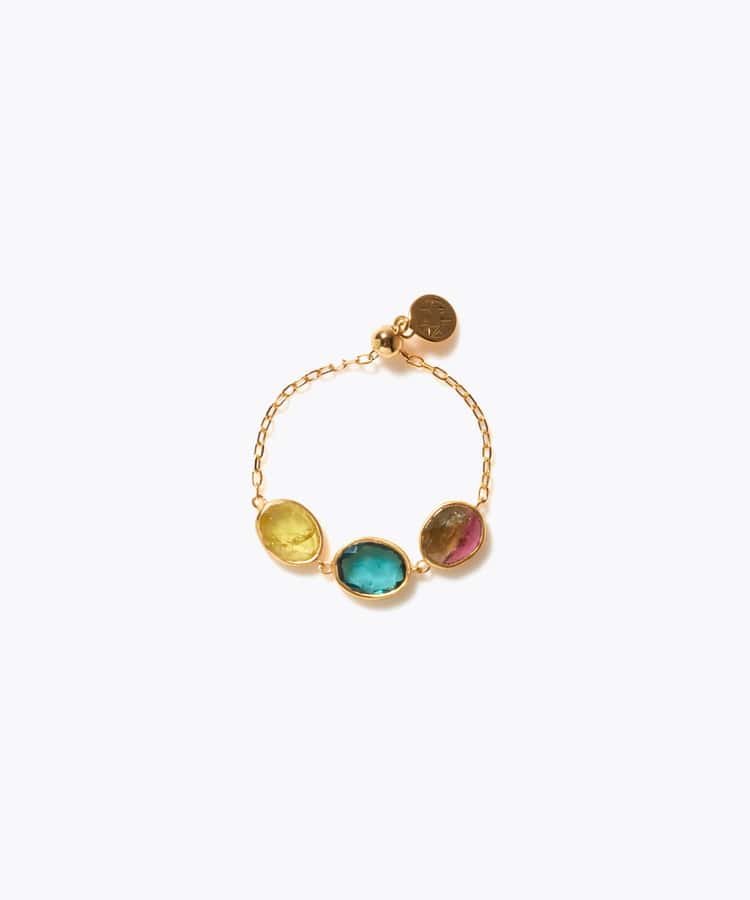 [eden] 【7th Anniversary Limited】One of a kind K10 multi tourmaline chain ring
