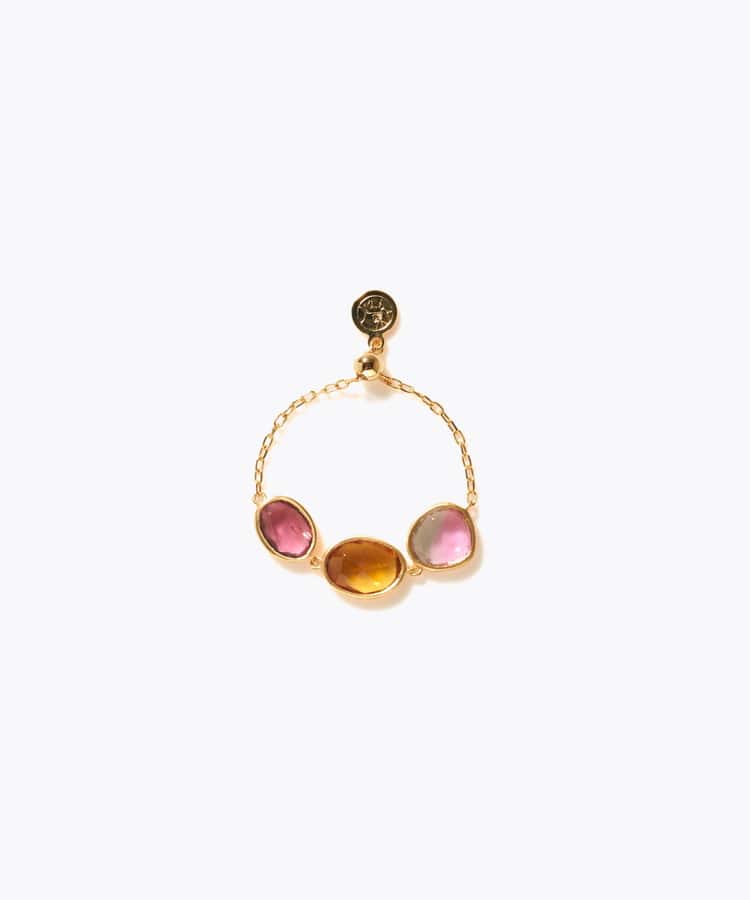 [eden] 【7th Anniversary Limited】One of a kind K10 multi tourmaline chain ring