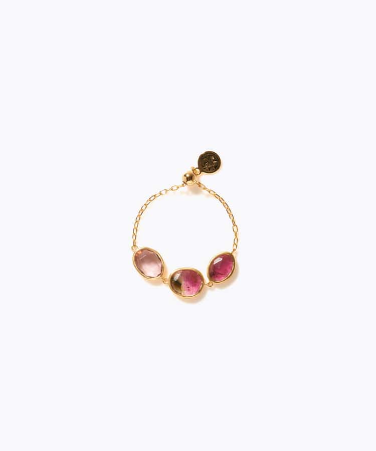 [eden] 【7th Anniversary Limited】One of a kind K10 multi tourmaline chain ring