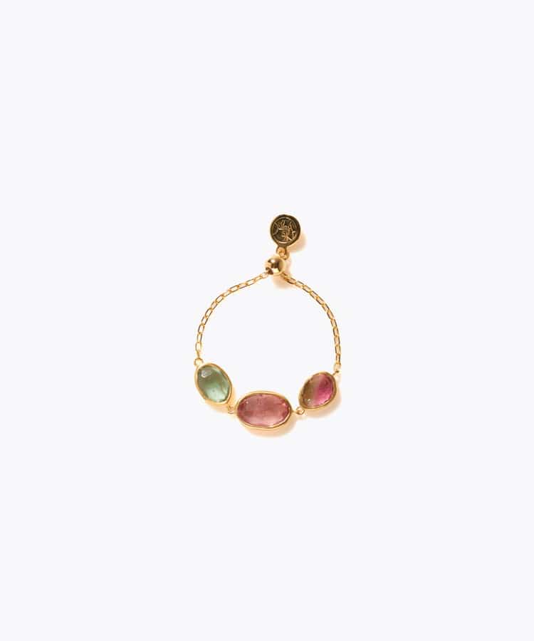 [eden] 【7th Anniversary Limited】One of a kind K10 multi tourmaline chain ring