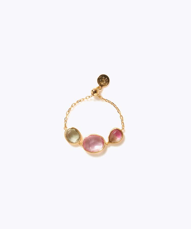 [eden] 【7th Anniversary Limited】One of a kind K10 multi tourmaline chain ring
