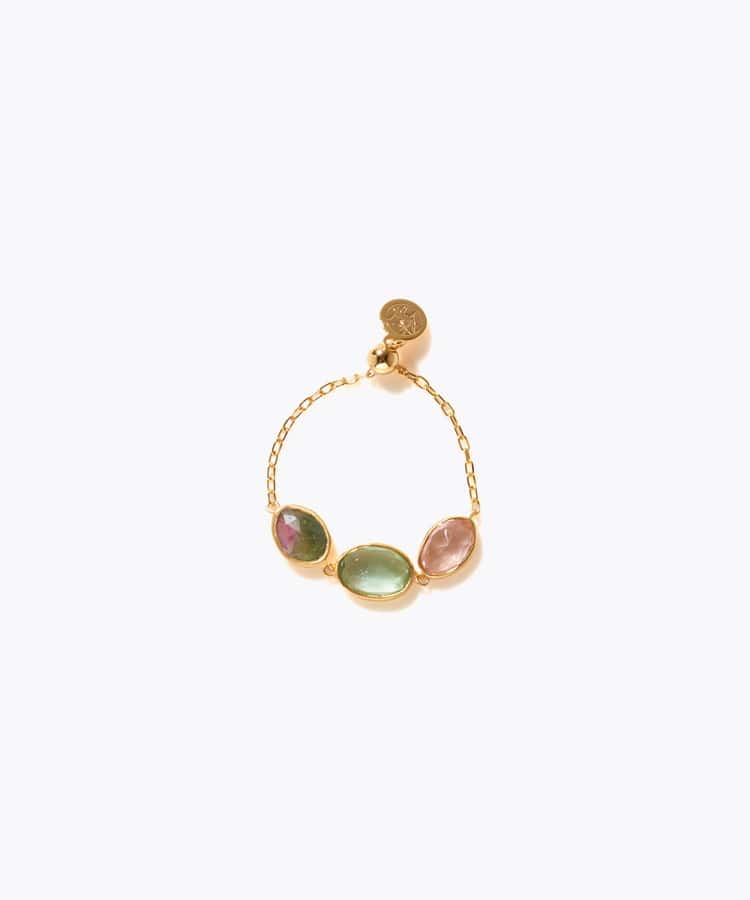 [eden] 【7th Anniversary Limited】One of a kind K10 multi tourmaline chain ring
