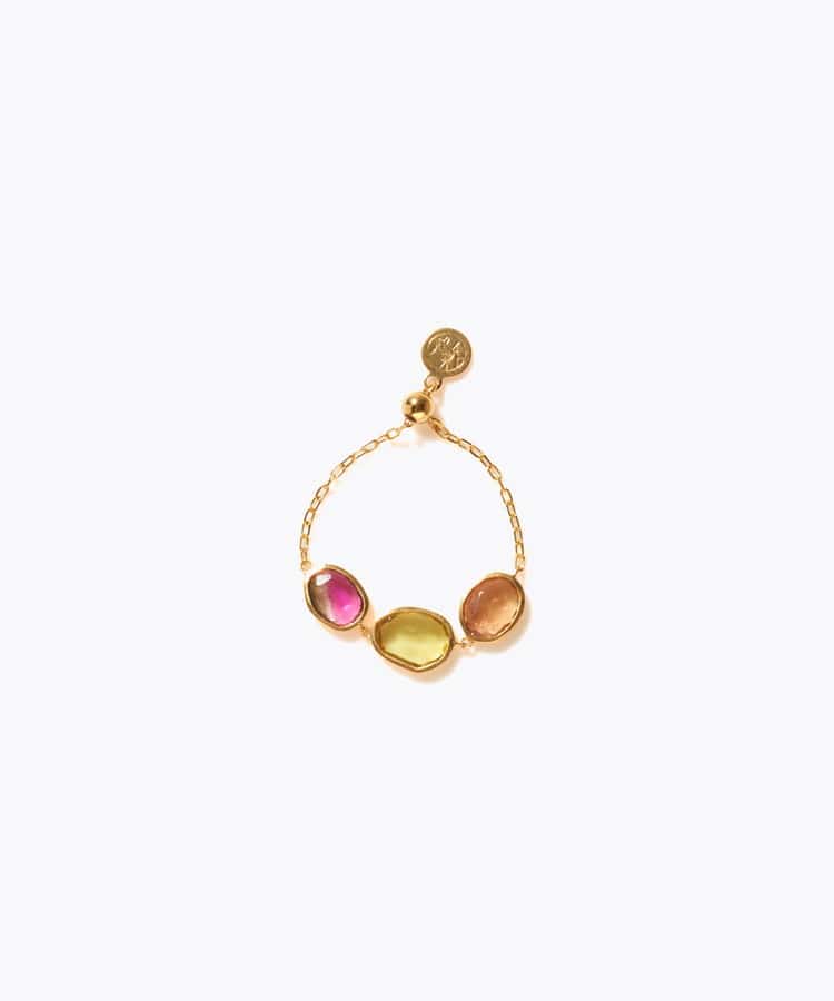 [eden] 【7th Anniversary Limited】One of a kind K10 multi tourmaline chain ring