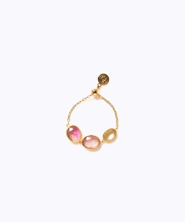 [eden] 【7th Anniversary Limited】One of a kind K10 multi tourmaline chain ring