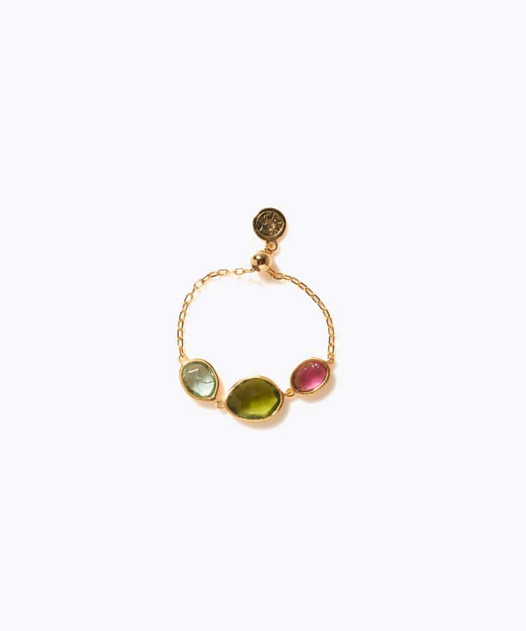 [eden] 【7th Anniversary Limited】One of a kind K10 multi tourmaline chain ring