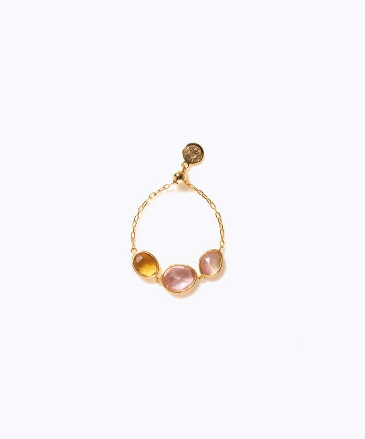 [eden] 【7th Anniversary Limited】One of a kind K10 multi tourmaline chain ring