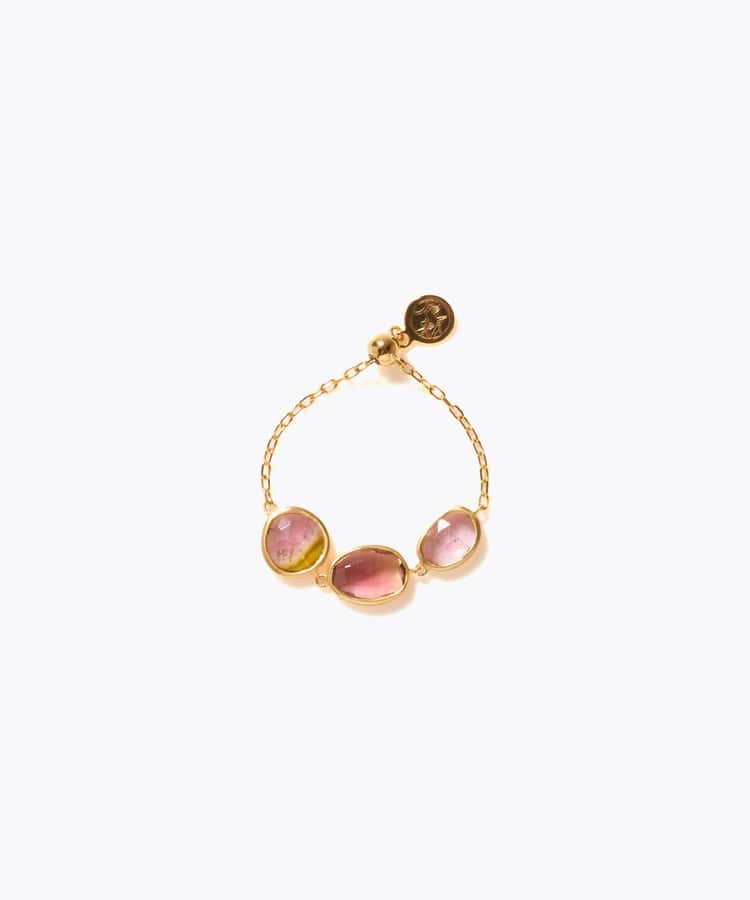 [eden] 【7th Anniversary Limited】One of a kind K10 multi tourmaline chain ring