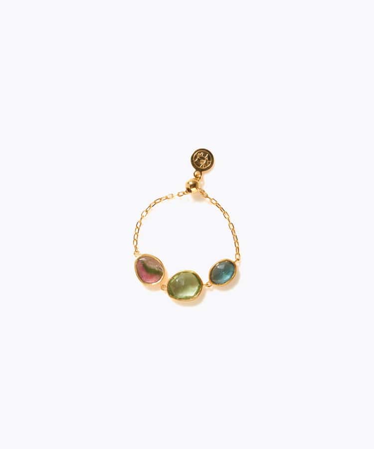 [eden] 【7th Anniversary Limited】One of a kind K10 multi tourmaline chain ring