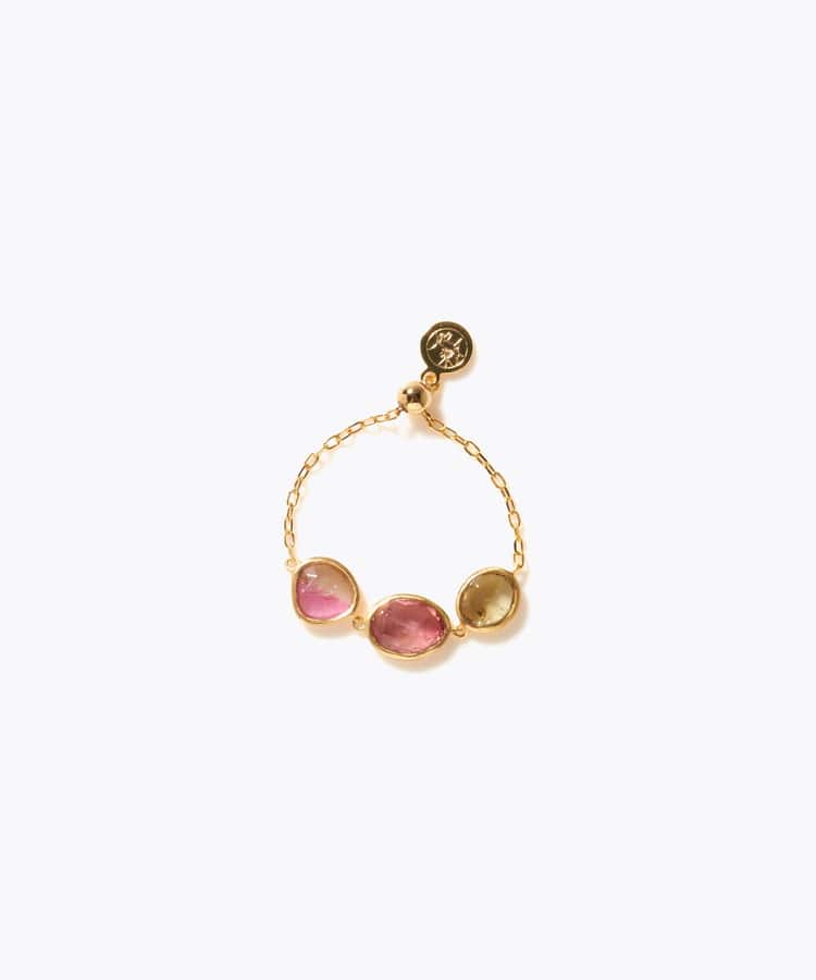 [eden] 【7th Anniversary Limited】One of a kind K10 multi tourmaline chain ring