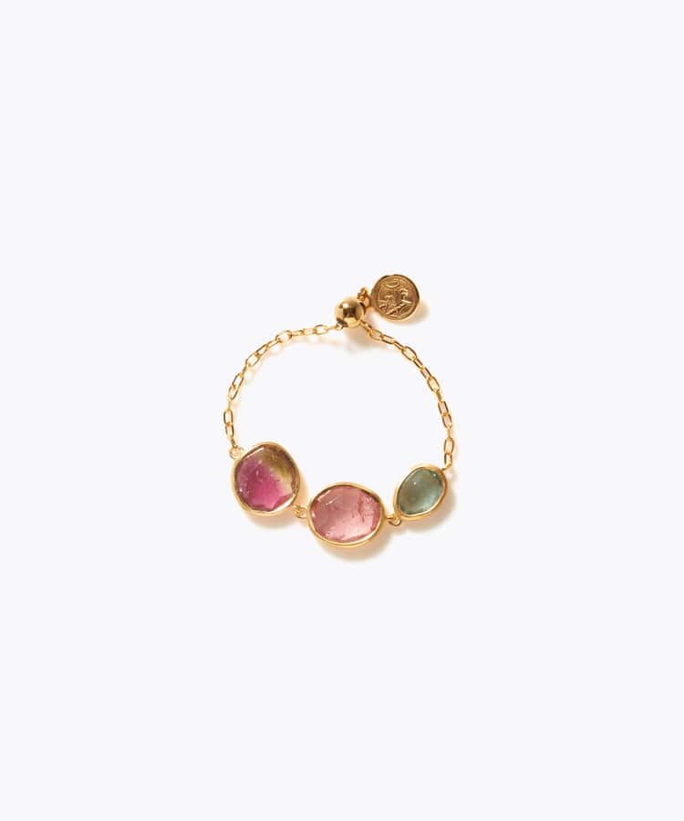 [eden] 【7th Anniversary Limited】One of a kind K10 multi tourmaline chain ring