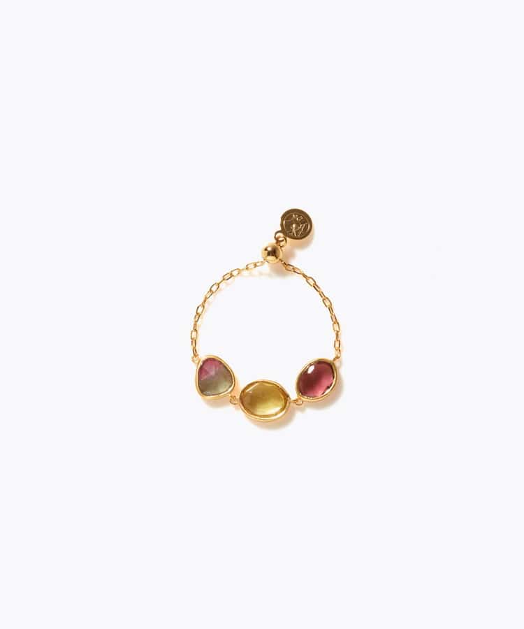 [eden] 【7th Anniversary Limited】One of a kind K10 multi tourmaline chain ring