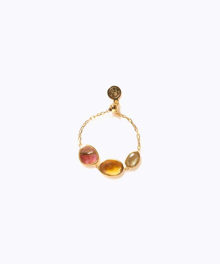 [eden] 【7th Anniversary Limited】One of a kind K10 multi tourmaline chain ring