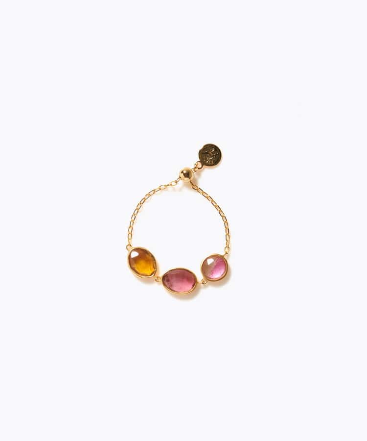 [eden] 【7th Anniversary Limited】One of a kind K10 multi tourmaline chain ring
