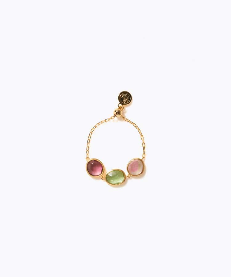 [eden] 【7th Anniversary Limited】One of a kind K10 multi tourmaline chain ring