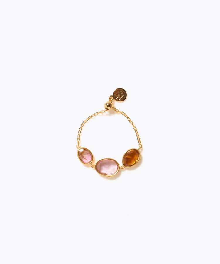 [eden] 【7th Anniversary Limited】One of a kind K10 multi tourmaline chain ring