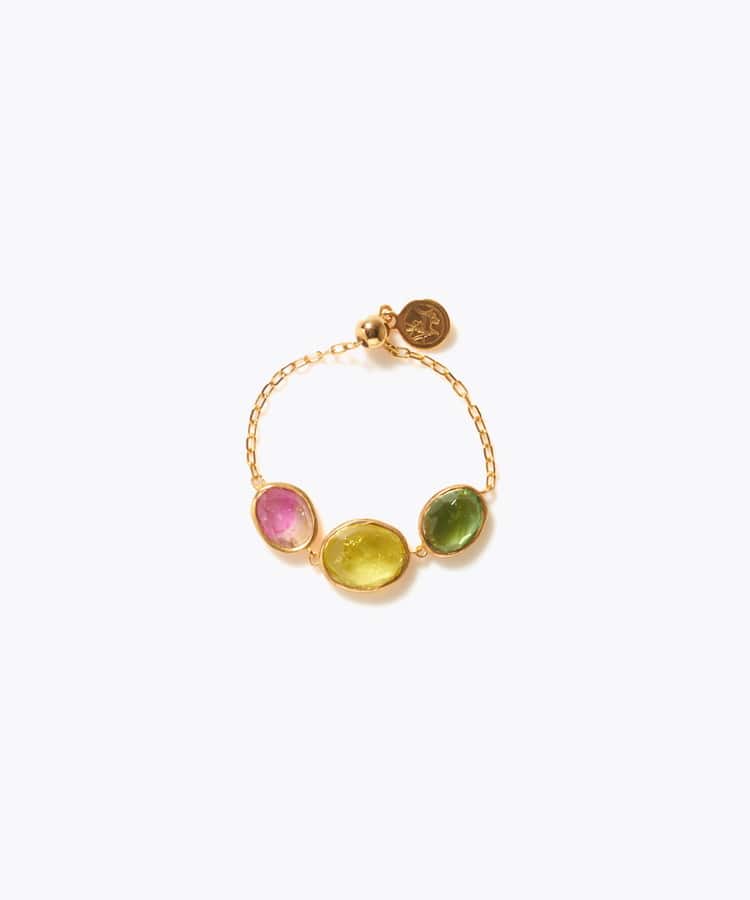[eden] 【7th Anniversary Limited】One of a kind K10 multi tourmaline chain ring