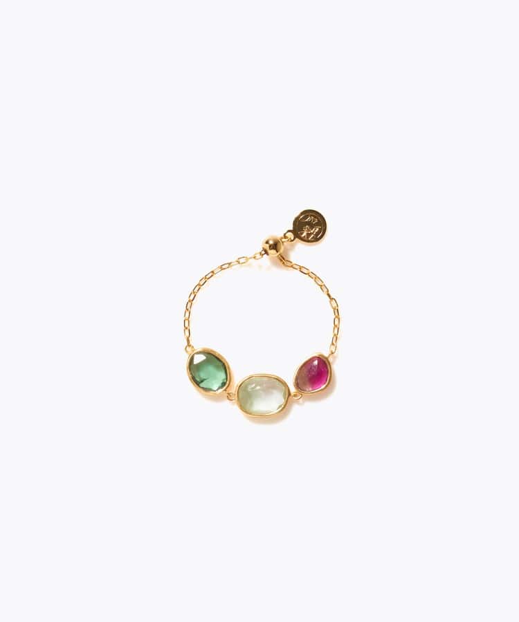 [eden] 【7th Anniversary Limited】One of a kind K10 multi tourmaline chain ring