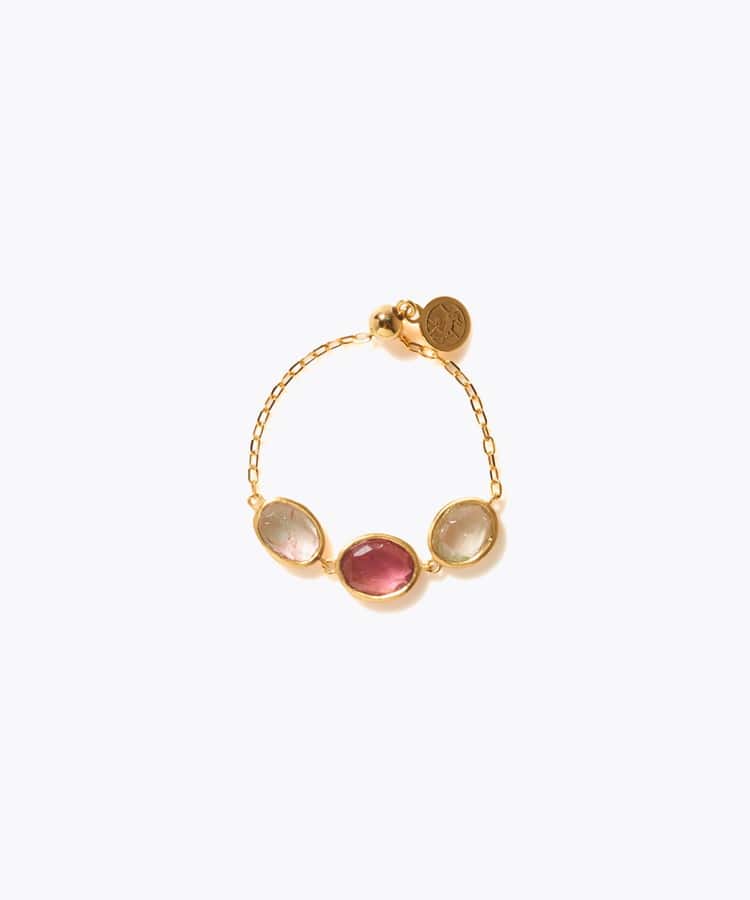 [eden] 【7th Anniversary Limited】One of a kind K10 multi tourmaline chain ring