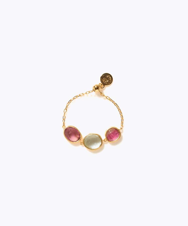 [eden] 【7th Anniversary Limited】One of a kind K10 multi tourmaline chain ring