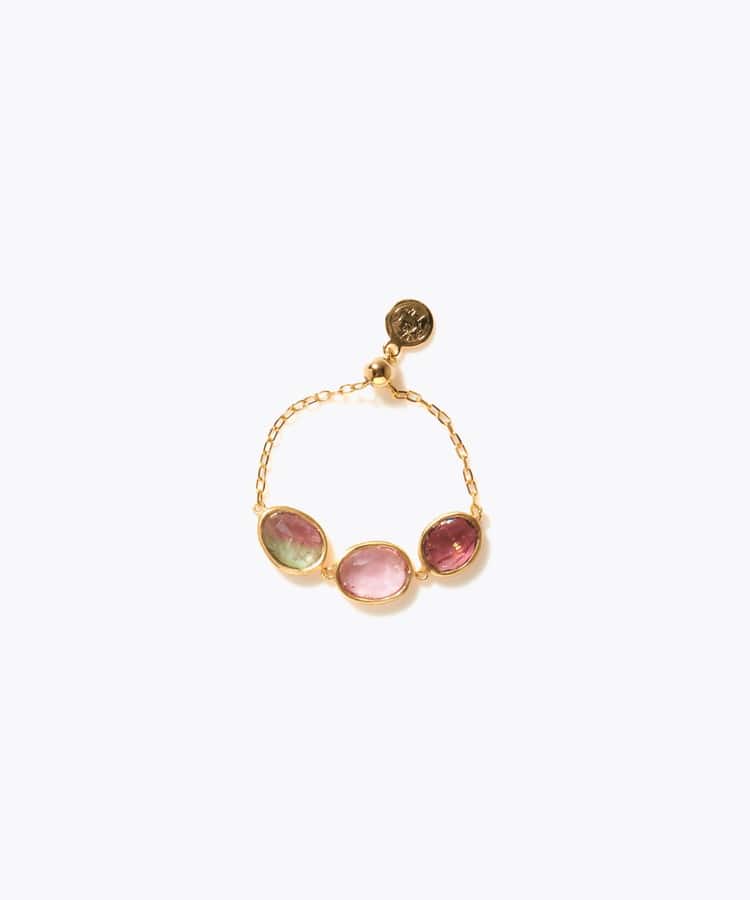[eden] 【7th Anniversary Limited】One of a kind K10 multi tourmaline chain ring