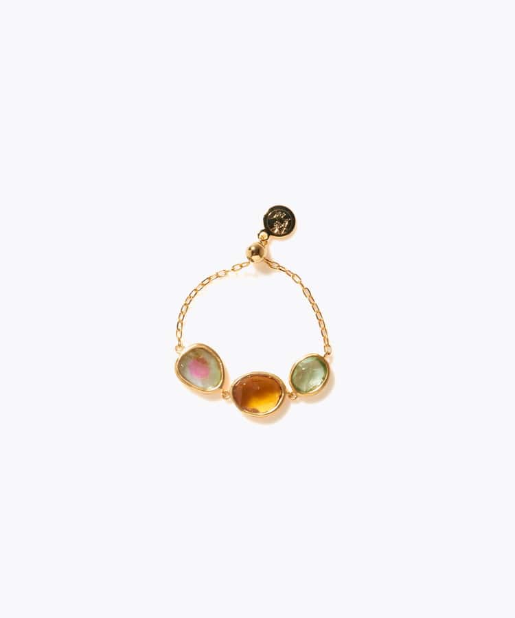 [eden] 【7th Anniversary Limited】One of a kind K10 multi tourmaline chain ring