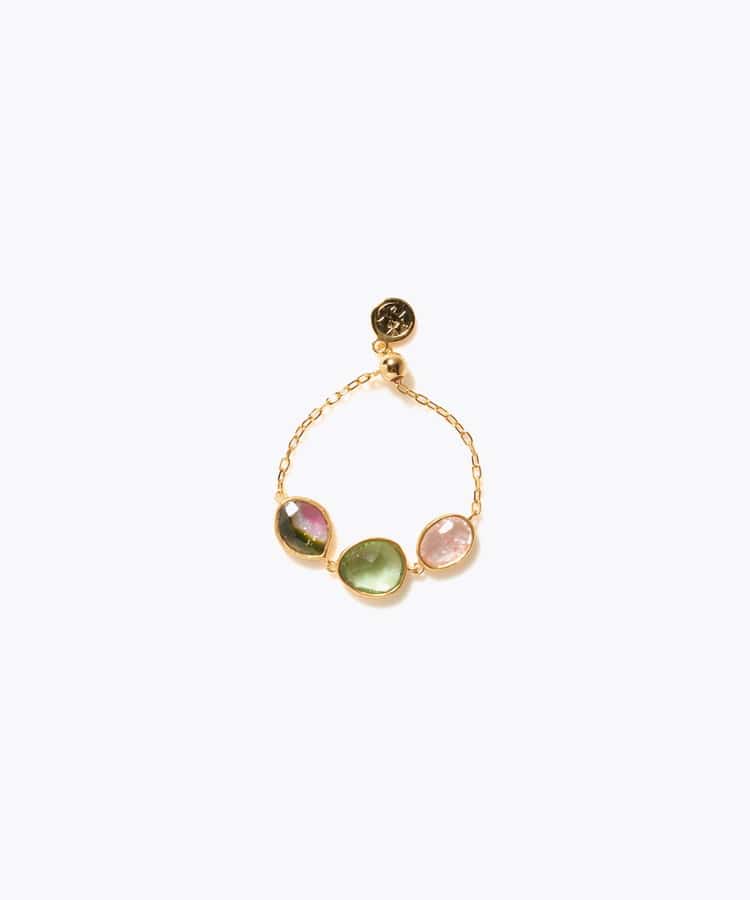 [eden] 【7th Anniversary Limited】One of a kind K10 multi tourmaline chain ring