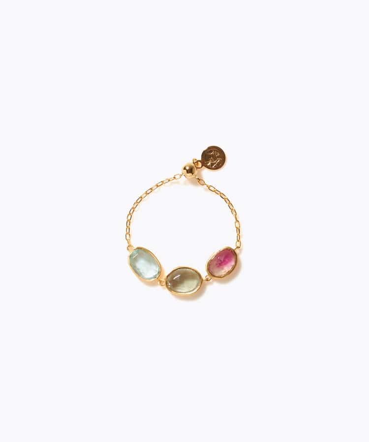 [eden] 【7th Anniversary Limited】One of a kind K10 multi tourmaline chain ring