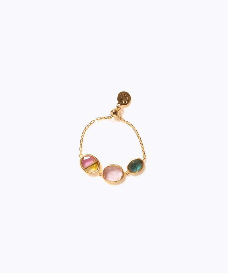 [eden] 【7th Anniversary Limited】One of a kind K10 multi tourmaline chain ring