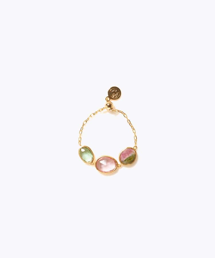 [eden] 【7th Anniversary Limited】One of a kind K10 multi tourmaline chain ring