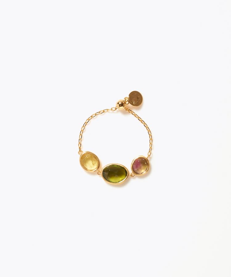 [eden] 【7th Anniversary Limited】One of a kind K10 multi tourmaline chain ring