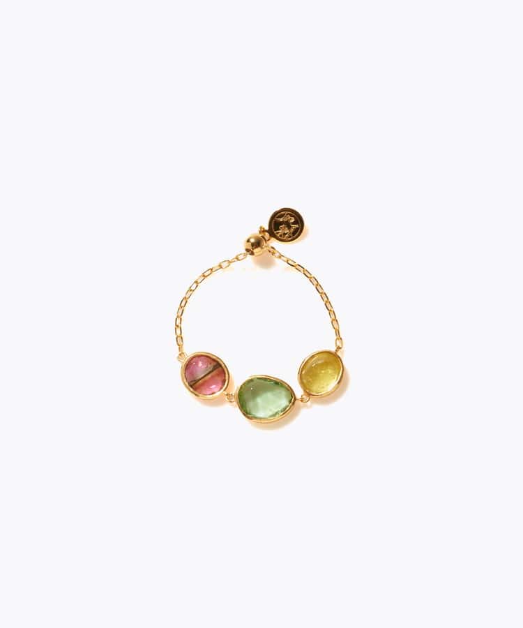 [eden] 【7th Anniversary Limited】One of a kind K10 multi tourmaline chain ring