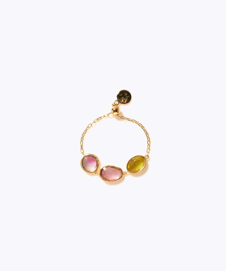 [eden] 【7th Anniversary Limited】One of a kind K10 multi tourmaline chain ring