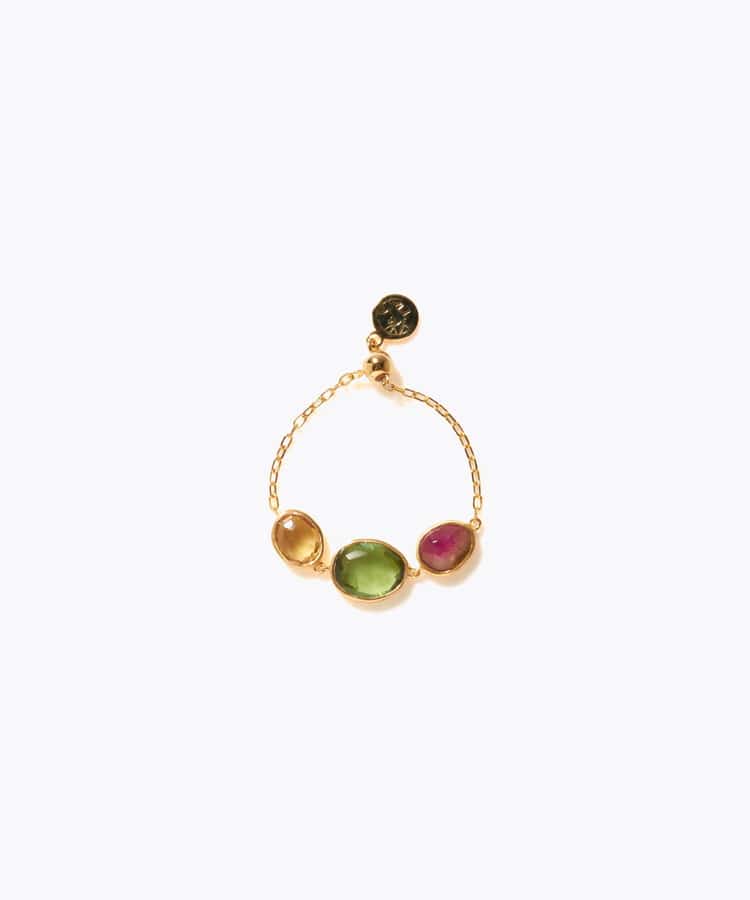 [eden] 【7th Anniversary Limited】One of a kind K10 multi tourmaline chain ring