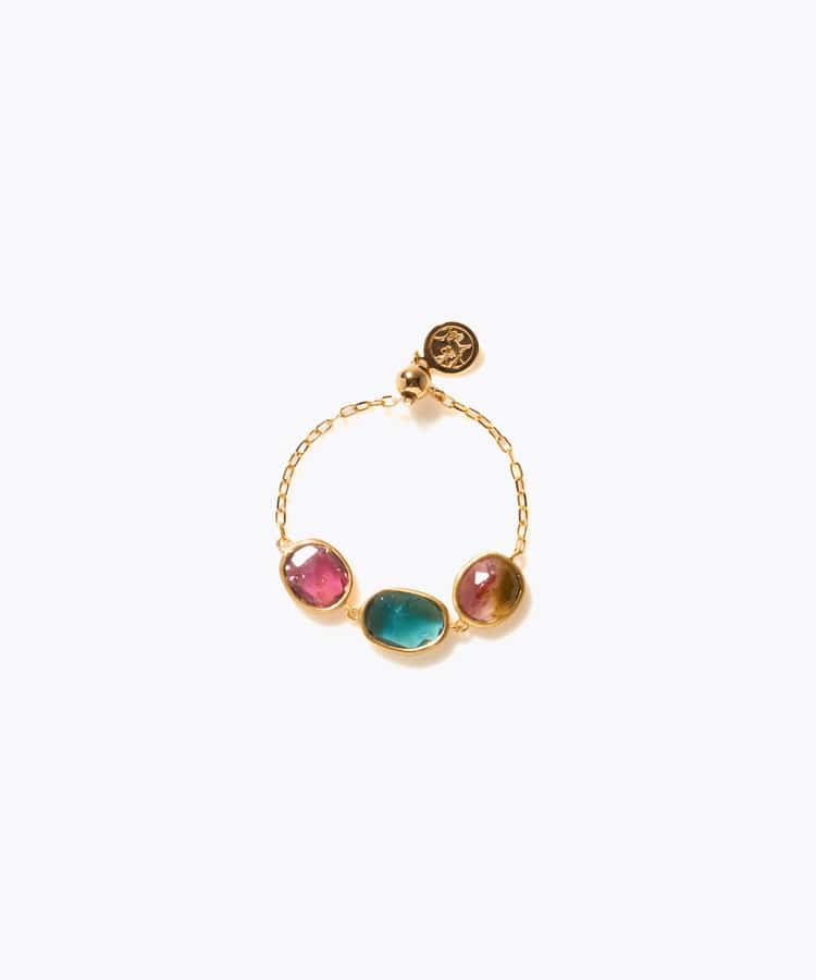 [eden] 【7th Anniversary Limited】One of a kind K10 multi tourmaline chain ring