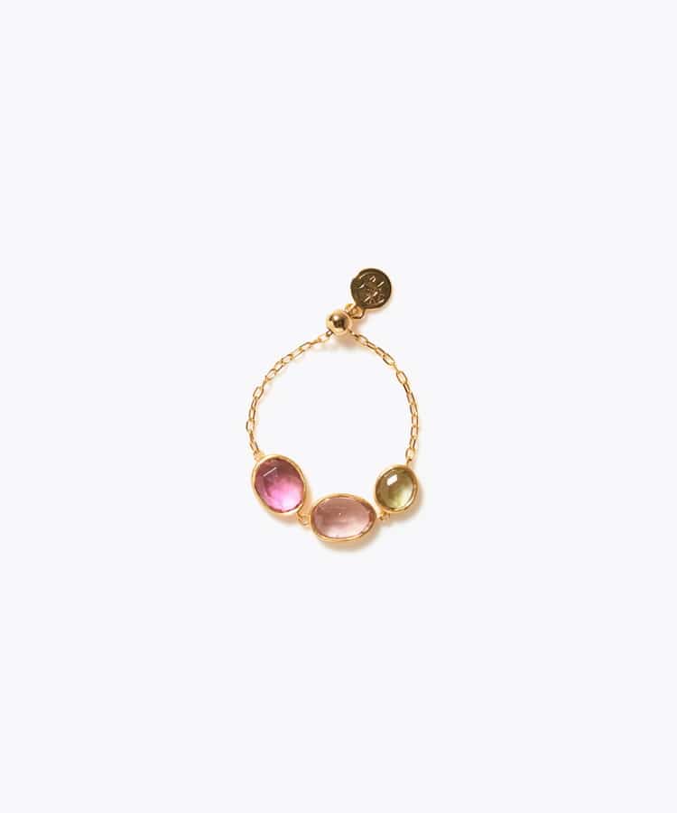 [eden] 【7th Anniversary Limited】One of a kind K10 multi tourmaline chain ring