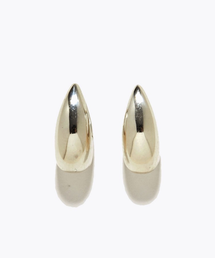 [bone] drop clipper silver pierced earring