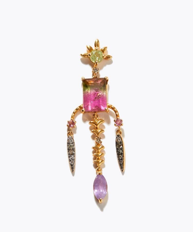 [elafonisi] 【7th Anniversary Limited】bi-color tourmaline louloudi chandelier single pierced earring