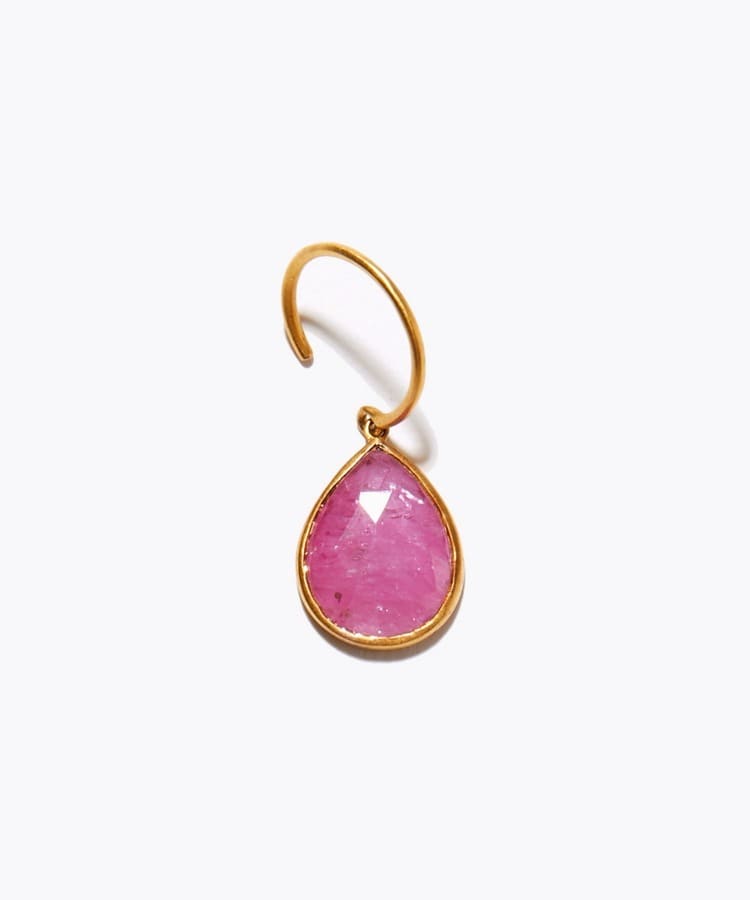 [eden] one of a kind ruby pebble single pierced earring