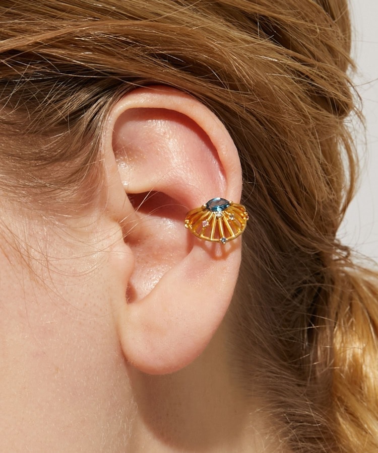 [ancient] london blue topaz radial ear cuff