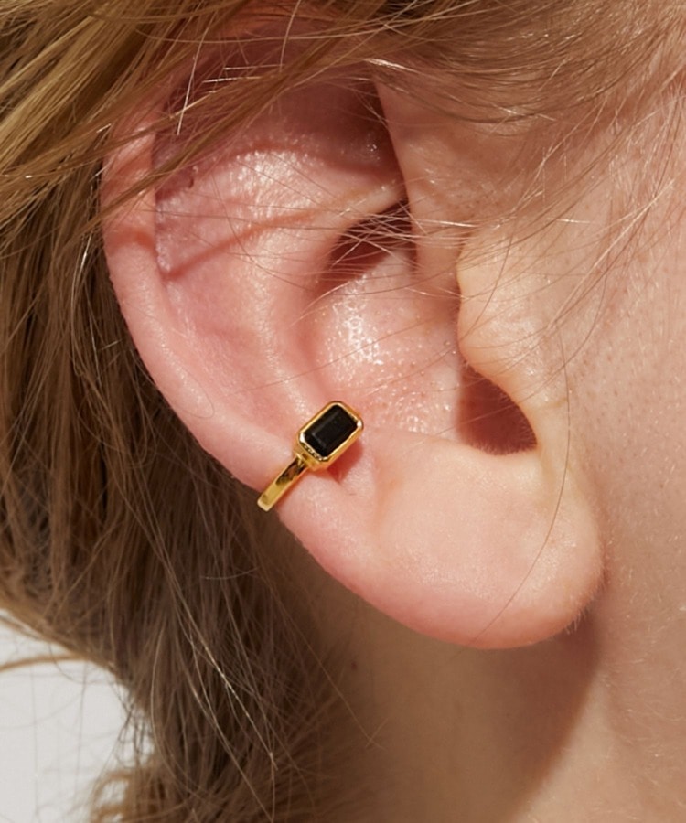 [I am donation] KIKO ARAI × ARTIDA OUD rectangle onyx ear cuff