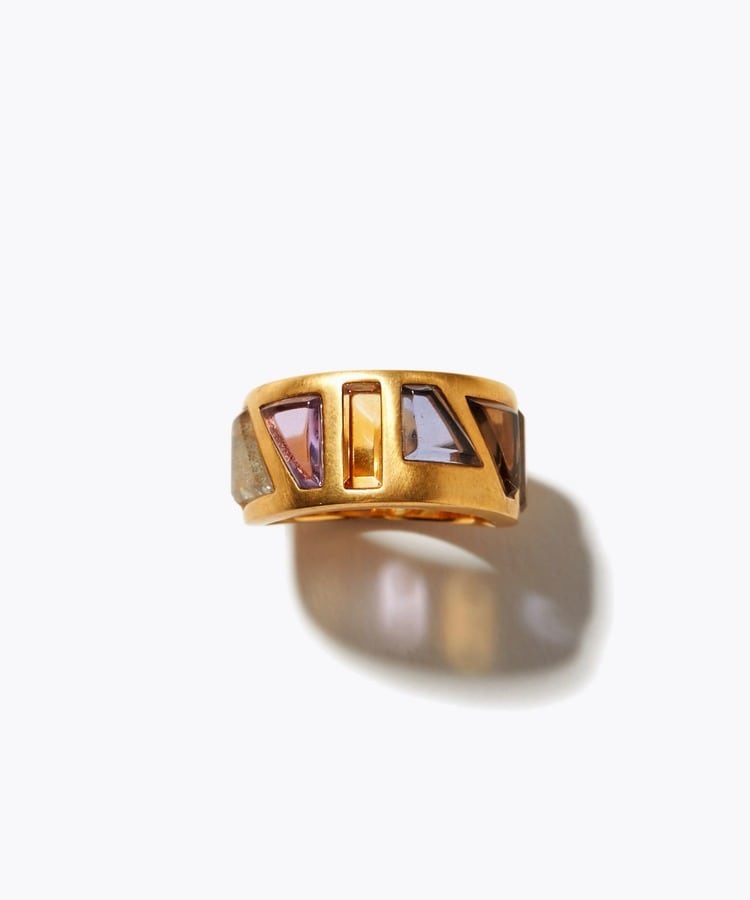 [ancient] purple color block inlay ring